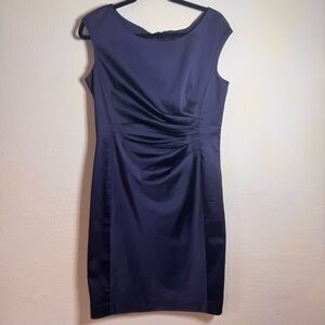 Lauren Ralph Lauren Sapphire Navy Cinched Waist Sheath Dress Cocktail Sz 12 EUC